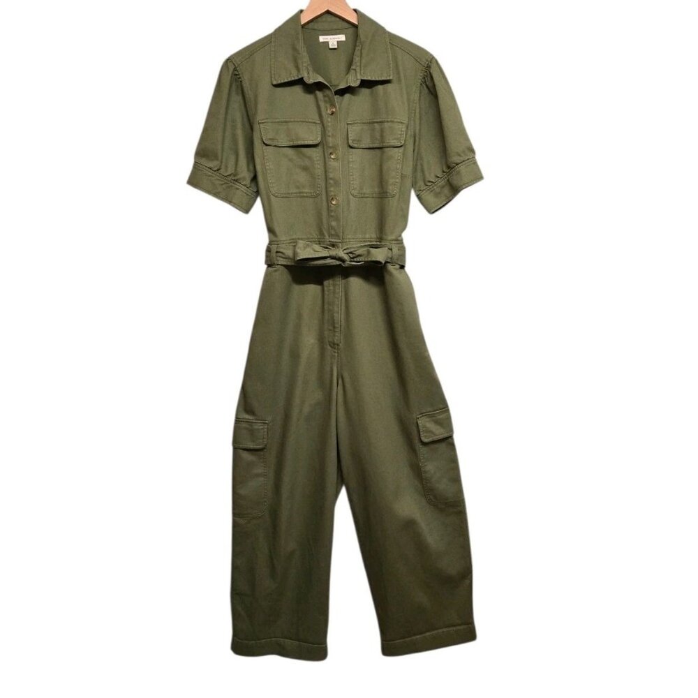 Olive Utility Jumpsuit with Tie Waist